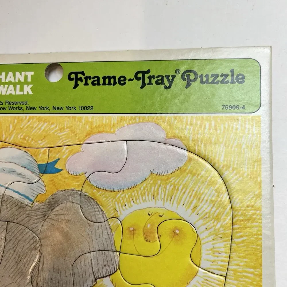 Vintage Little Elephant goes for a walk Golden, Frame Tray Puzzle 1979 Animals